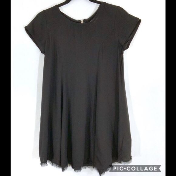SILENCE & NOISE tunic pullover blouse raw edge black size XS - Picture 6 of 7